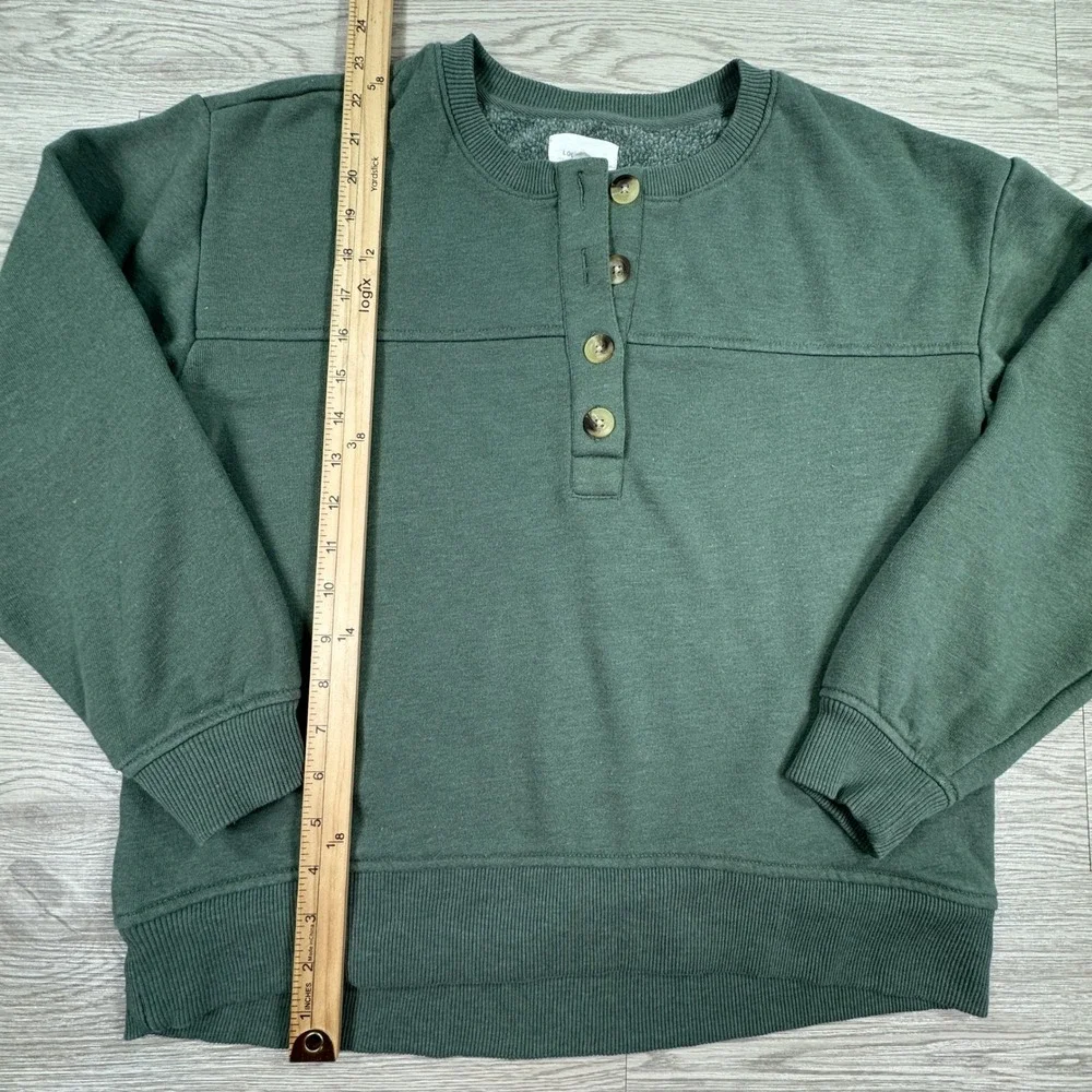 Lou & Grey Women's Lounge Set Henley Sweatshirt Joggers Green Small Soft Cozy